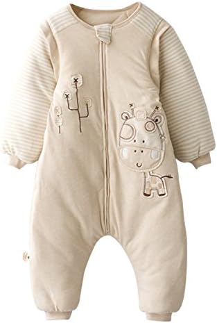 Poliking Infant and Toddler Unisex Baby Thicker Winter Organic Cotton Leg Split Sleepwear Zipper Sleeping Bag (XL (3-5 years), Giraffe)