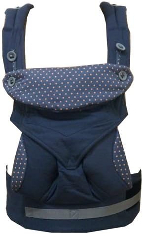 Soft Baby Carrier - Four Ergonomic Carry Positions - 100% Organic Cotton - Machine Washable and Adjustable - Sleeping Hood Navy by KatyLand