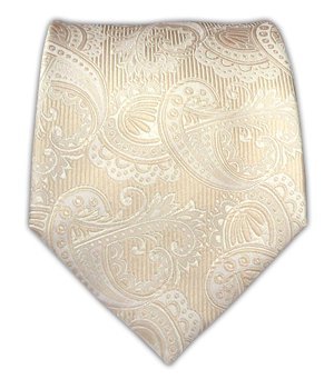 THE TIE BAR 100% WOVEN SILK CREAM/IVORY/CHAMPAGNE PAISLEY EXTRA LONG TIE