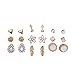 Lux Accessories Rose Gold Novelty Flower Arrow Stone Geo Multi Earring Set 9Pcs