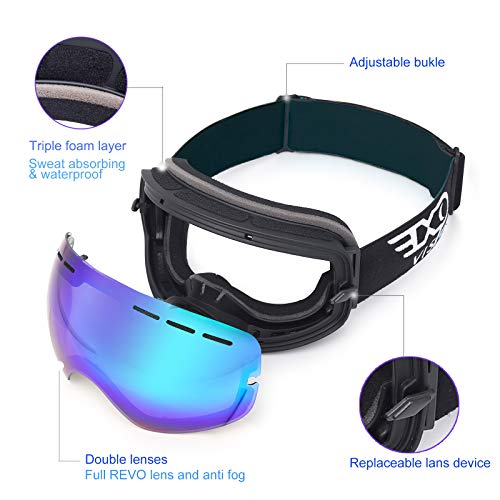 image for EXP VISION Ski Snowboard Goggles for Man Woman and Younth, OTG Snow Go