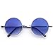 zeroUV - Lennon Style Round Circle Metal Sunglasses w/Color Lens Tint (Silver Blue)