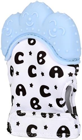Silicone Baby Teething Mitten for Soothing Infants Gums and Teeth, Teething Mitt Toys or Ring, Made of Food-Grade Silicone Stay on Baby’s Hand for Teething Pain Relief, Nice Baby Shower Gift