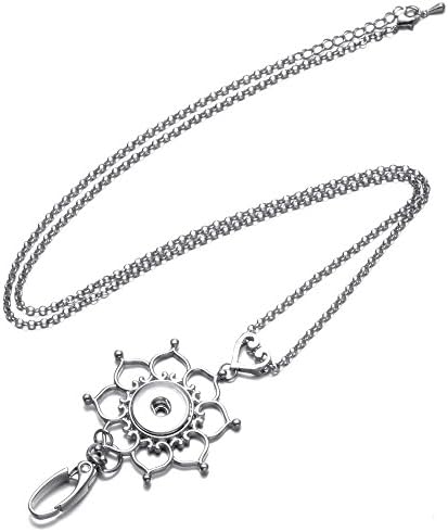 Soleebee 33.9 inches Office Lanyard Snap Button Jewelry ID Badge Holder Necklace with Swivel Oval Clasp for ID Badges Keys (Love Heart Flower)