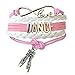 BAE Icons Dance Bracelet Gift for Girls, Infinity Dance Bracelet Ballet Shoes Charm, Gift Wrapped (Pink, White, 5.5in Medium). Pink Jewelry for Girls. Dance Girl Gift for Birthday Gifts