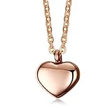 MG Jewelry 18k Rose Gold Stainless Steel Solid Love Heart Polished Charm Necklace with Chain for Women