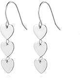 Reffeer Solid 925 Sterling Silver Love Heart Drop Earrings for Women Teen Girls Sweet Heart Dangle Earrings Hook Earrings