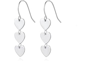 Reffeer Solid 925 Sterling Silver Love Heart Drop Earrings for Women Teen Girls Sweet Heart Dangle Earrings Hook Earrings