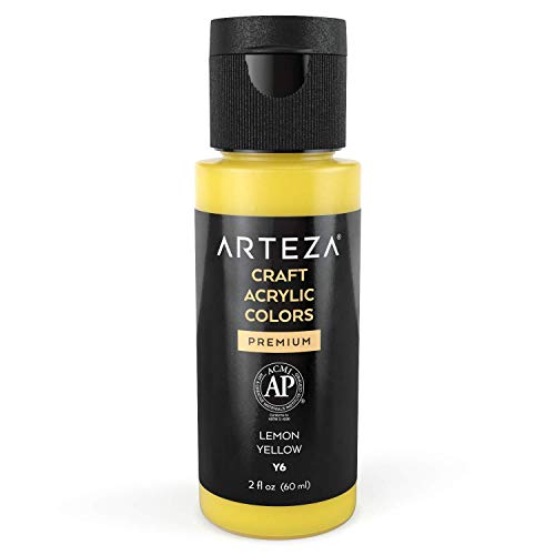 Arteza Craft Acrylic Paint Y6 Lemon Yellow , 60 ml Bottles, WaterBased
