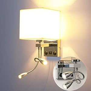 ledmo Wandlampen, dimbaar, bedlamp, E27 met instelbare led-leeslamp, leeslamp, led-zwanenhals, dimbaar, voor binnen met…