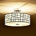 Popity Home 2 Light Chrome Finish Flush Mount Ceiling Light,Tempered Glass Ceiling Lamp