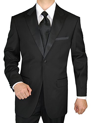 image for GN GIORGIO NAPOLI Men's Tuxedo Suit 1 Button Peak Lapel Adjustable Pan