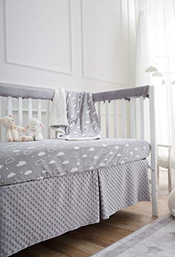 American Baby Company Supreme 2 Pack Heavenly Soft Chenille Reversible Crib Rail Cover for Side Rails, Gray and White, Narrow for Rails Measuring up to 8" Around