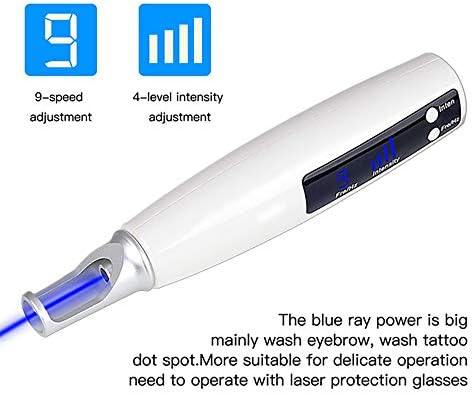 Laser Dot Removal Pen,XBCC with 9 Modes and 4 Levels, Blue/Red Plasma Beauty Device for Skin Tag Tattoo Freckle Skin Scars with Glasses-Plug In-Blue light