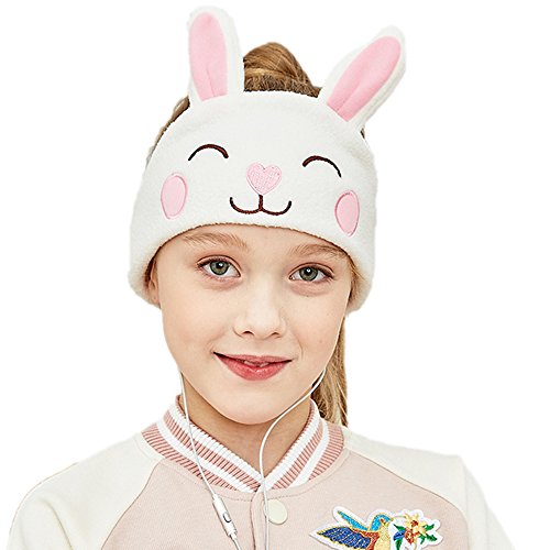 FIRIK Kids Headphones Volume Limited with Easy Adjustable Toddler Costume Silky Headband Headphones for Children, Perfect for Air Travel, Home and Christmas Birthday Gift - Rabbit
