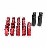ZY Wheel 1/2 x 20 Set of 23pcs 6 Spline Red Lug Nuts Closed End with 2 Keys 1.38