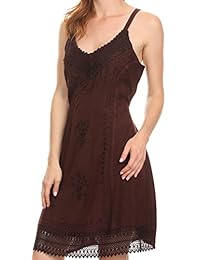 Sakkas aliney corto correa ajustable de espagueti sin mangas bordado Día Vestido