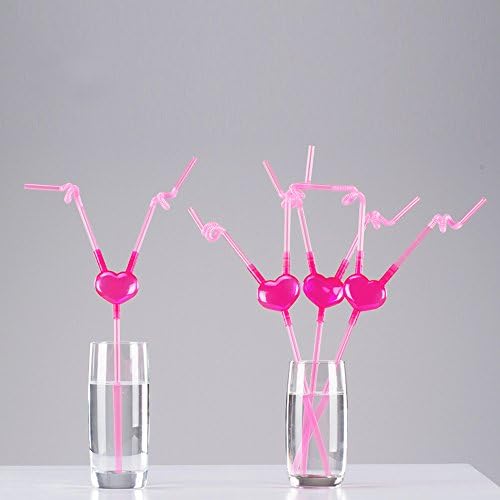 New Patented Products,Unique Design Romantic Heart-Shaped Double Straw Party Art Straws,17 Inch Straw Lover Toys and Kids Toys, Pack of 12 Pieces