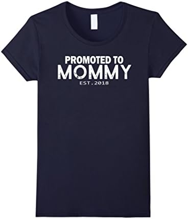 Womens Promoted To Mommy Est 2018 Mom Mama Mother Gift T-shirt XL Navy