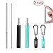 2 Pack Reusable Metal Straws Collapsible Stainless Steel Drinking Straw Travel Portable Telescopic Straw with Case,2 Cleaning Brushes Included Black/Turquoise