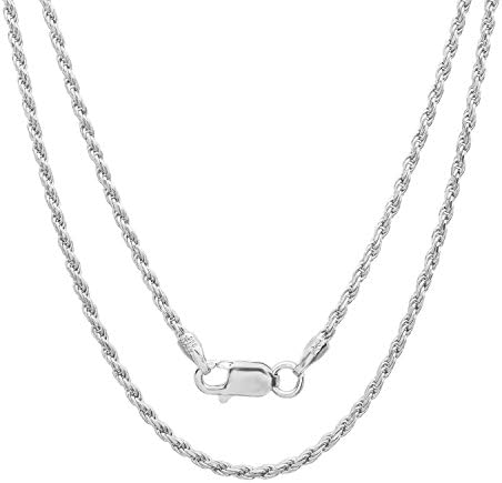 Sterling Silver Italian 1.5 mm Diamond-cut Rope Chain Necklace, 22 Inch