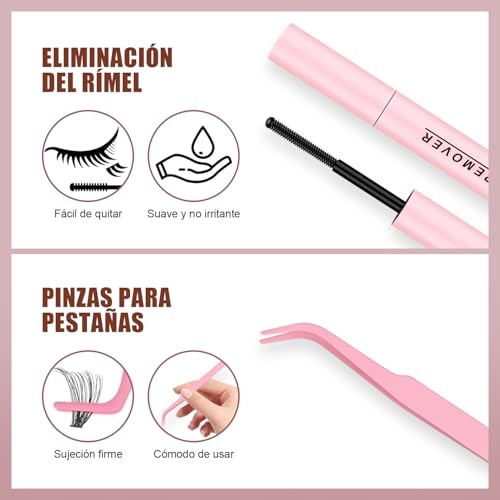 Kit Completo de Pestañas Postizas DIY 280 Racimos, Todo En 1 Mezcla 30D 40D 50D Con Pinzas, Extensión 10-16mm, Unión y Sellado De Sujeción Fuerte