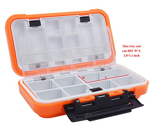 Acekit Waterproof Fishing Tackle Box For Lures Lake Bait Casting Fishing 4 DIY Storage Trays For Big Lure-Orange - Thumbnail 2