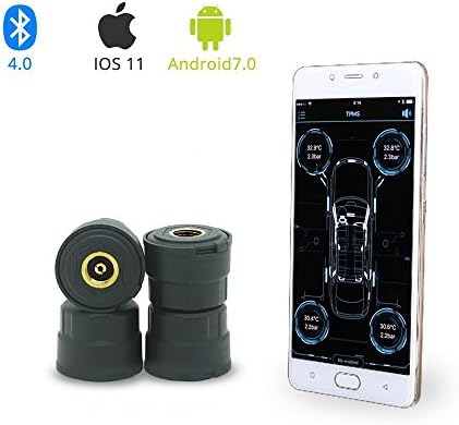 Tire Pressure Monitoring System, QITONG Wireless External TPMS Sensors with Real Temperature Alarm