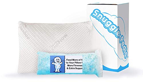 Snuggle-Pedic Supreme Plush Ultra-Luxury Hypoallergenic Bamboo Shredded Gel-Infused Memory Foam Pillow Combination with Adjustable Fit & Zipper Removable Kool-Flow Cooling Pillow Cover (Standard)