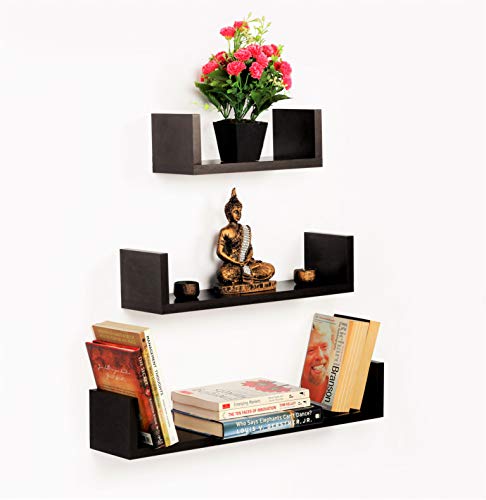 BLUEWUD Caesar Engineered Wood Wall Decor Shelf/Display Rack (Set of 3)