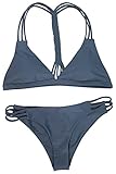 Cupshe Fashion Women's Solid Color Strappy Halter Bikini Set, Grey (S)