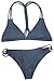 Cupshe Fashion Women's Solid Color Strappy Halter Bikini Set, Grey (S)