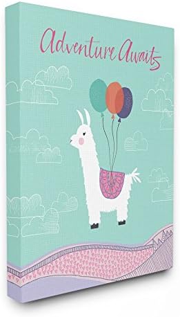The Kids Room by Stupell Adventure Awaits Llama With Balloons Stretched Canvas Wall Art, 16 x 1.5 x 20, Proudly Made in USA
