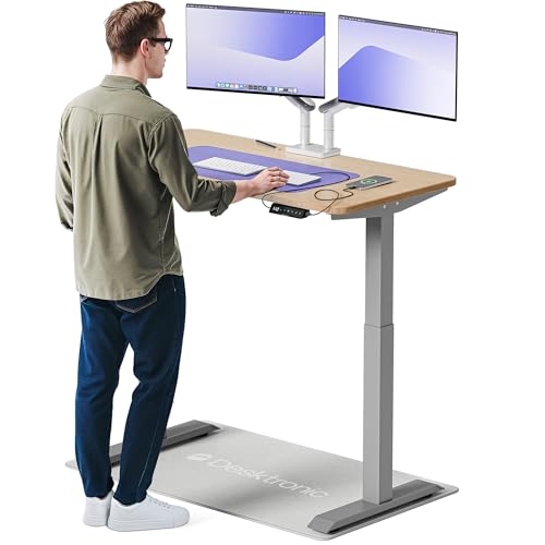 Desktronic HomeOne – Elektrisch höhenverstellbarer Schreibtisch aus Bambus, 120 × 60 cm, mit Touchscreen-Steuerung & integrierten USB-A & USB-C Ladean