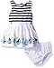 Nautica Baby Girls' Border Print Dress, Sail White, 18 Months