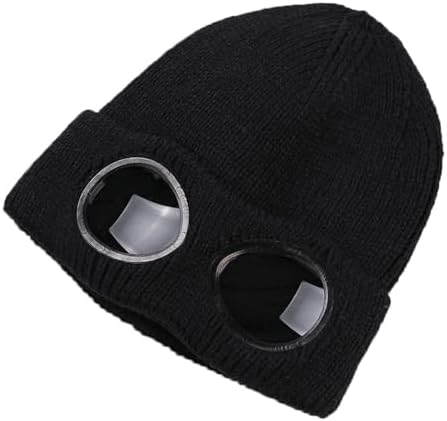 TecHong Unisex Knitted Goggles Beanie - Winter Stylish Skull Warm