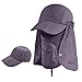 icolor Sun Hats for Men Women with Neck Flap,Foldable Sun Cap Fishing Sun Hats,Summer UPF50+ Sun Protection Ponytail Hats Dark Gray