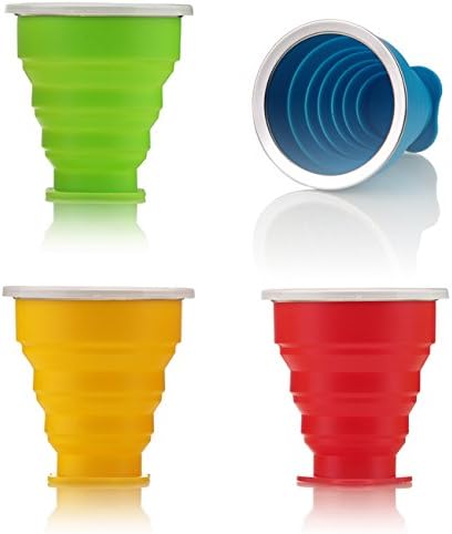 JustGet 4pcs Collapsible Cups Travel Silicone Camping Mug with Lid for Hiking Picnic Retractable
