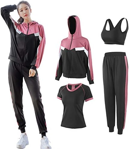 シュアナウ Surenow レディース ヨガウェア スポーツウェア 4点セット 伸縮性 吸汗速乾 トレーニング ランニング 上下セット パッド入り 春夏 秋冬