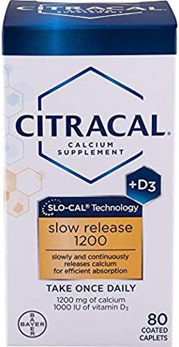 Citracal Slow Release 1200 Calcium with Vitamin D3,2Pack (80 Counts) 80 mg Magnesium to Help Support