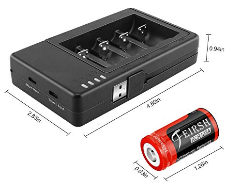 CR123A Rechargeable Batteries and Charger, RCR123A Lithium ion Battery Charger with 8 Pack 3.7V 800mAH Batteries for Arlo Security Cameras Alarm System