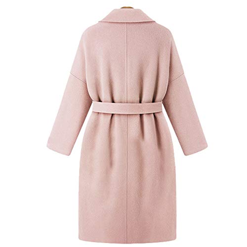 POTO Women Coats Plus Size, Ladies Winter Lapel Wool Coat Trench Jacket Pea Coats Jacket Overcoat Outwear(L-5XL) Pink