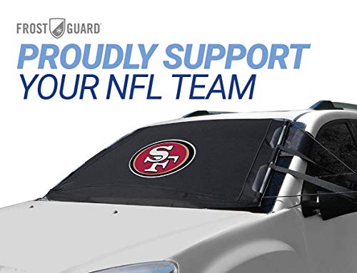Frostguard NFL Premium Winter Windshield Cover for Ice and Snow, San Francisco 49ers | XL Size Car Windshield Cover, Black | Fits Most Medium and Large SUVs, Trucks, Vans - 68 x 40 Inches - Thumbnail 2