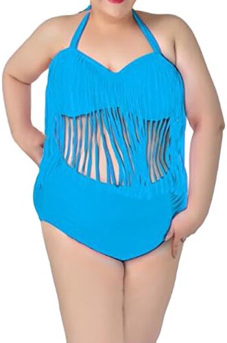 CYYNO Womens Polyester Solid Swimsuit Bikini Plus Size