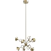 Kuzco Lighting Geode 25" Chandelier | Brushed Gold Finish | Sandblasted Acrylic Diffuser | Modern LED Ceiling Light | Made of