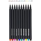 Miraclekoo Fineliner Color Pen Set, 0.4mm Colored Fine Liner Sketch Drawing Pen, Pack of 10 Assorted Colors