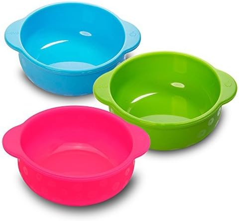 Godigoaue Baby Silicone Snack Food Feeding Bowls / Toddler Dishes (Set of 3, Green / Blue / Pink)
