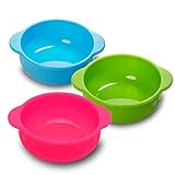 iGuerburn Baby Silicone Snack Food Feeding Bowls / Toddler Dishes (Set of 3, Green / Blue / Pink)