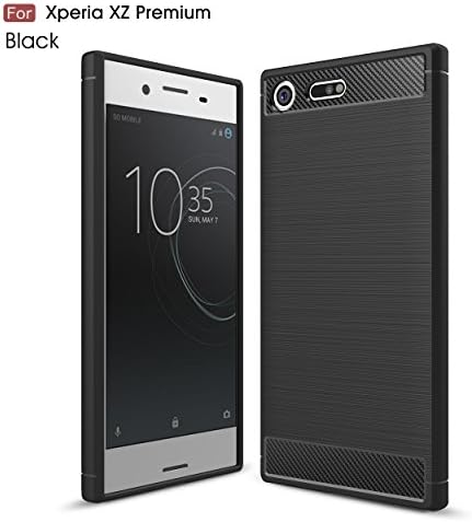 XZ Premium Case,JIUSHIWO Soft Silicon Luxury Brushed Case with Texture Carbon Fiber Design Protection Cover for Sony Xperia XZ Premium Smartphone (Black)