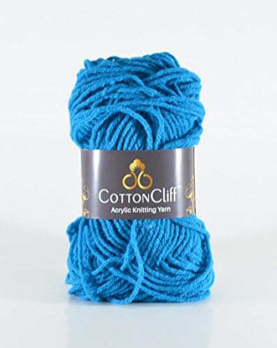 Cotton Cliff Knitting Yarn (Turquoise, 3) Pack of 3 / hand knitting yarn / art craft soft fingering crochet hook yarn, needle knitting yarn thread dyed